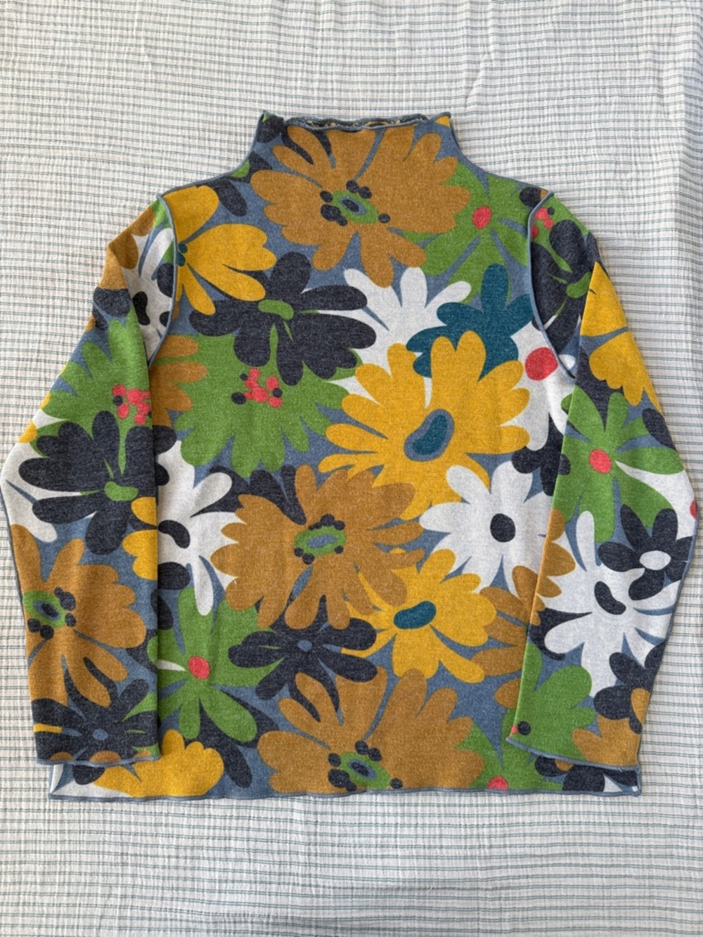Vintage Reversible Floral Turtleneck Sweater
